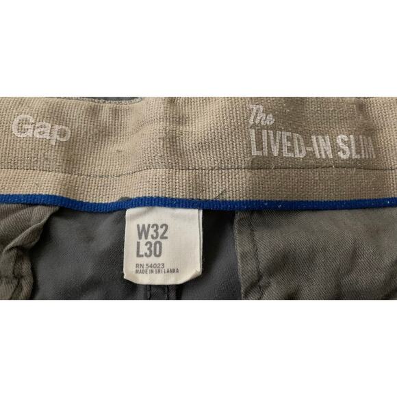 GAP LIVED-IN STRAIGHT LEG KHAKI PANTS, MENS, W32/L30, KHAKI GREY, MID RISE - Picture 9 of 11